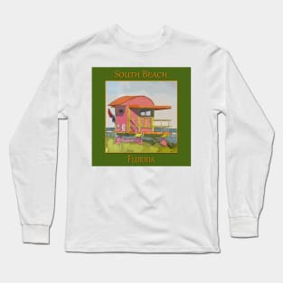 Cute Lifeguard tower in South Beach Miami Florida Long Sleeve T-Shirt